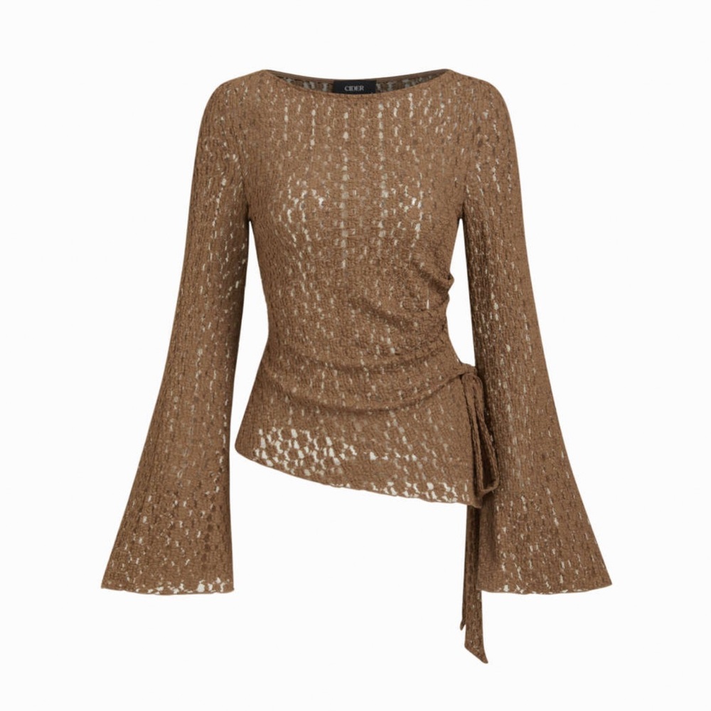 CIDER lace boat neck long sleeve Asymmetrical top size XL